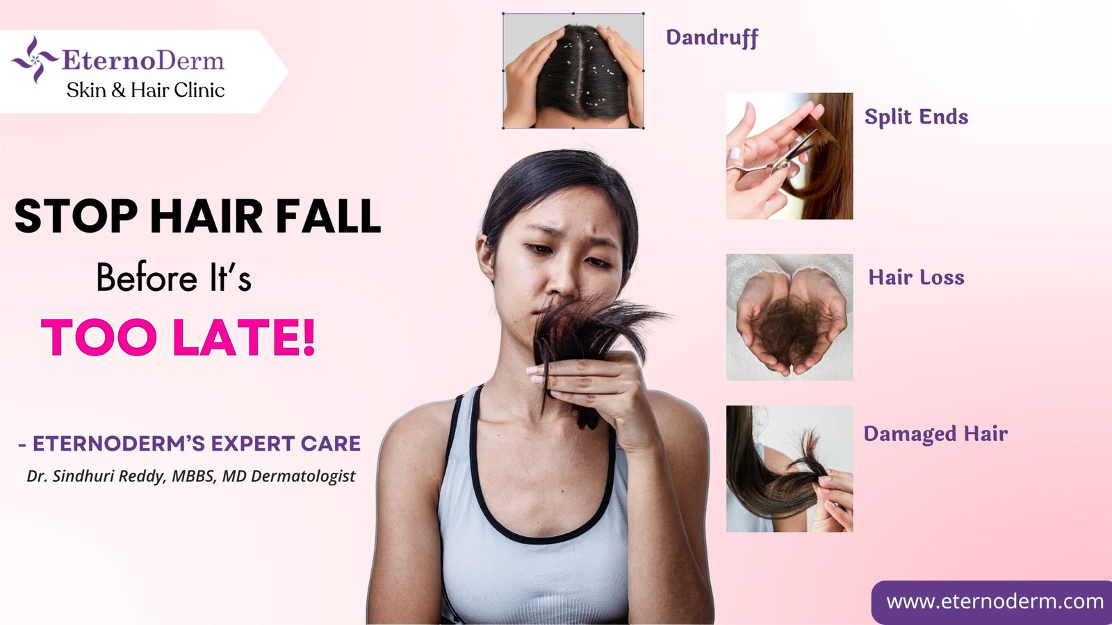 Say Goodbye to Hair Fall with Expert Care at EternoDerm Clinic, Hyderabad